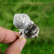 Turritella Agate Stone 925 Sterling Silver Bird Wedding Promise New Ring Jewelry