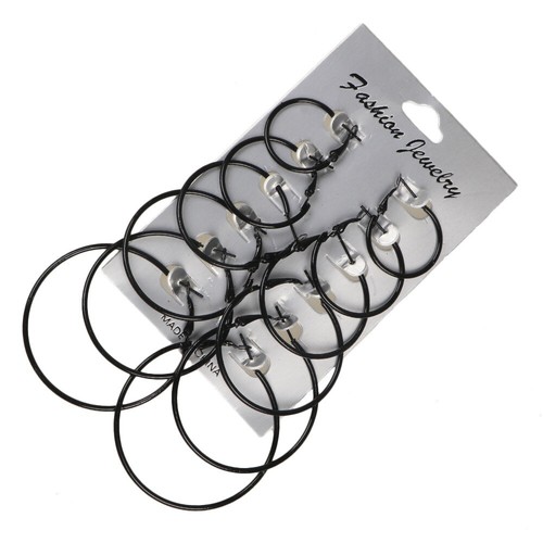 6 Pairs Big Hoop Loop Earrings Jewellery Fashion Silver plated Beading Boho Gift - Picture 4 of 10