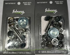 (2 PACK) Fabany Snap Fastener Kit, Heavy Duty, Size 5/8" (15mm), 7 Sets, 2 Tools