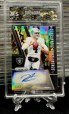 2019 Prizm Sensational Signatures Camo 4/5  DEREK CARR (HGA 9.5) AUTO JRSY MATCH