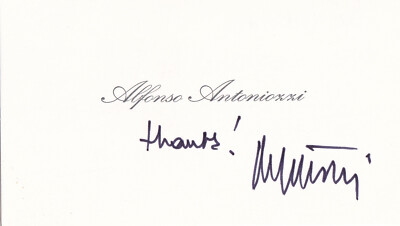 Visitekarte mit Dank und Autogramm des Opernsängers ALFONSO  ANTONIOZZI, 1998