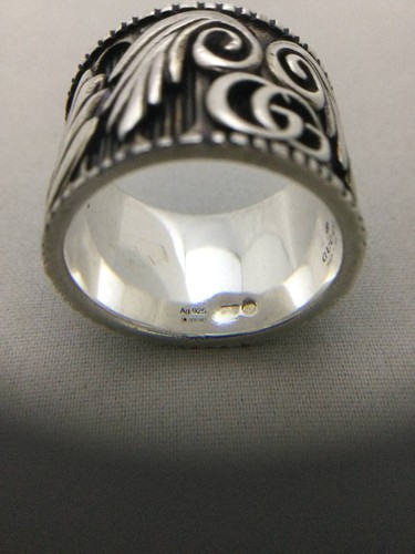 Anello con piume GUCCI GG misura 8 argento 925 #566 - Foto 7 di 9