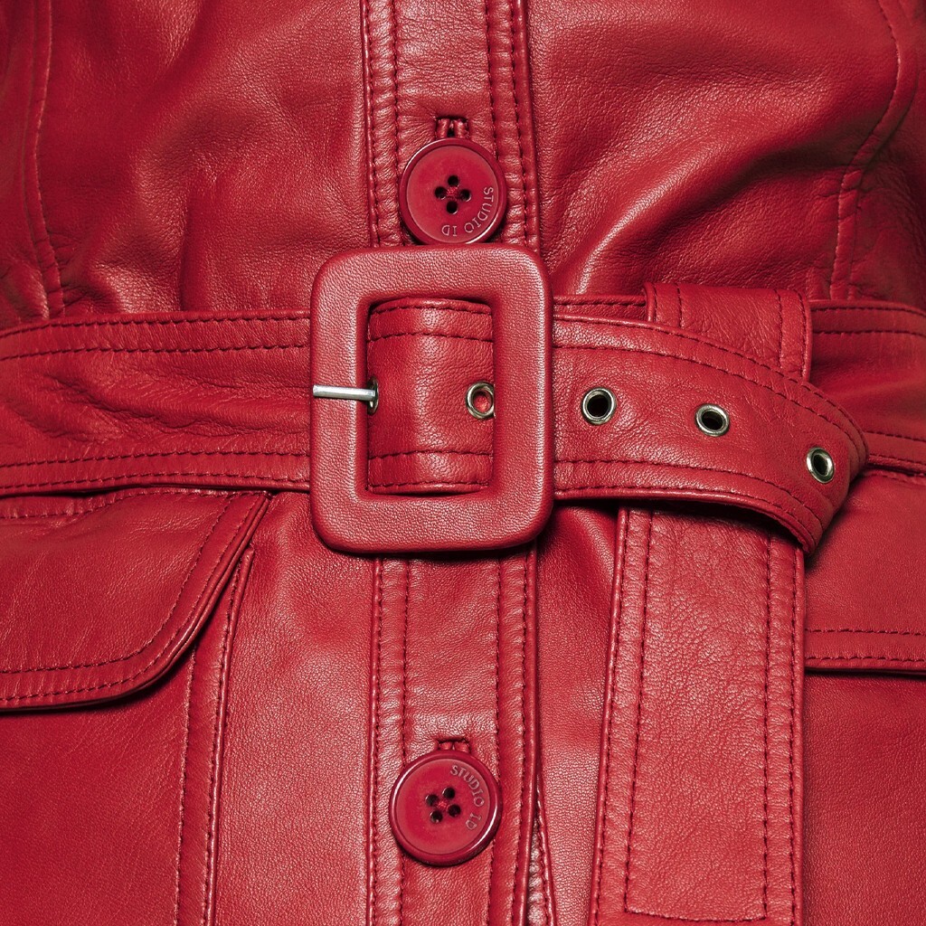 chinese dress ladies Men's Summer In Miami Luka Leather Short Sleeve Shirt [Red]  LeatherKloset