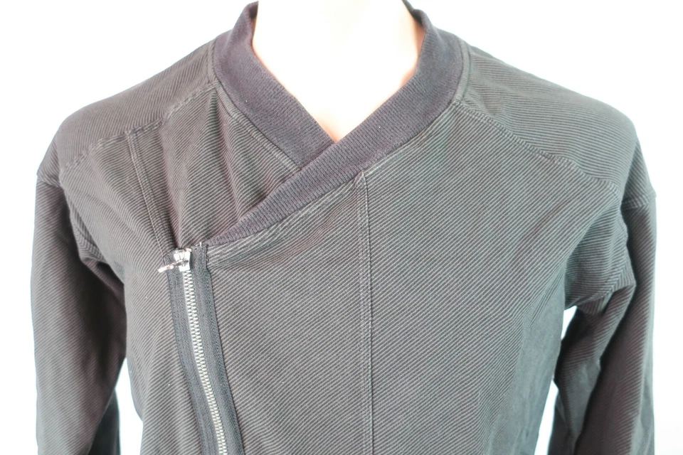Chaqueta Deportiva Lululemon Moto Asimétrica Cremallera Negra Gris Rayas Talla 4 Foto 4 de 4