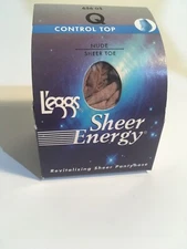 L’eggs Sheer Energy Control Top Q Pantyhouse 2002 NIB Sheer Toe 65605 