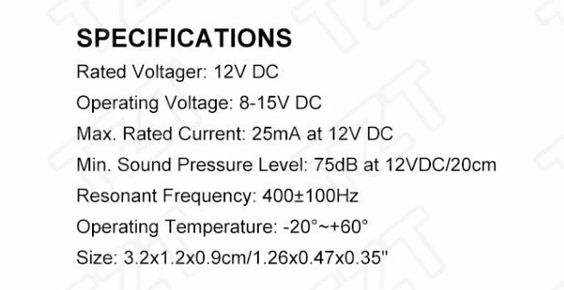 2 Piezas Zumbador de Alarma DC 12V 85dB Mini Zumbadores de Alarma Tono Constante US/SH Foto 3 de 4