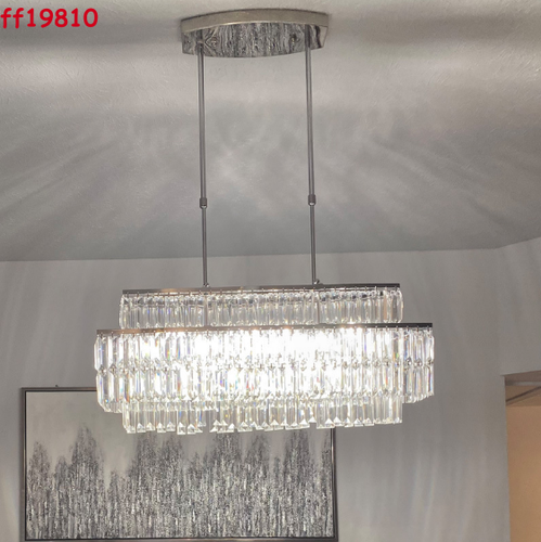 Luxury Rectangular K9 Crystal Chandelier Ceiling Light Led Pendant Living Room - Picture 6 of 6