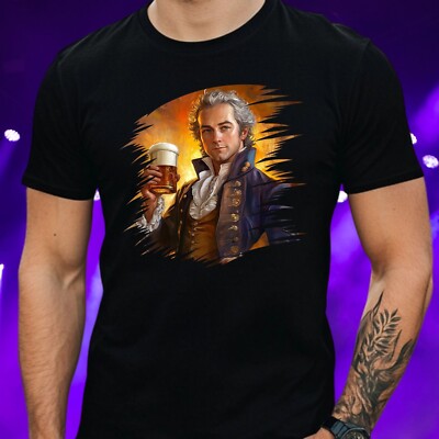 Herren T-Shirt  Alexander Hamilton mit Bier Motiv Baumwolle Größe XS bis 5XL