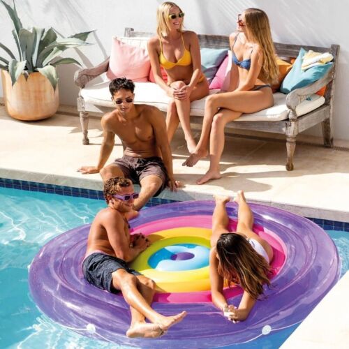 Intex Rainbow Fiesta Island Pool Float 201 x 24cm XL Inflatable Water Lounge - Picture 2 of 13