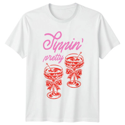 Sippin Pretty Cocktails Drink Herren T-Shirt Damen Grafik Tee Unisex Top