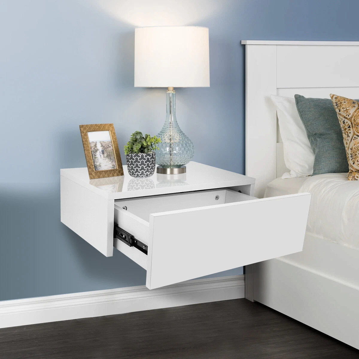 Floating bedside outlet table ebay