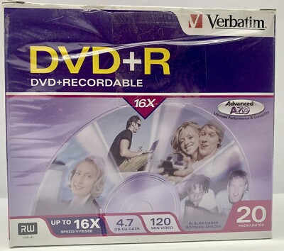 Verbatim DVD+R 4.7GB 16x AZO Recordable Media Disc - 19 Disc Slim Case