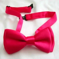 Unisex Kids Teens Hot Pink Adjustable Pre-tied Strap Bowtie Bow Tie-brand new!