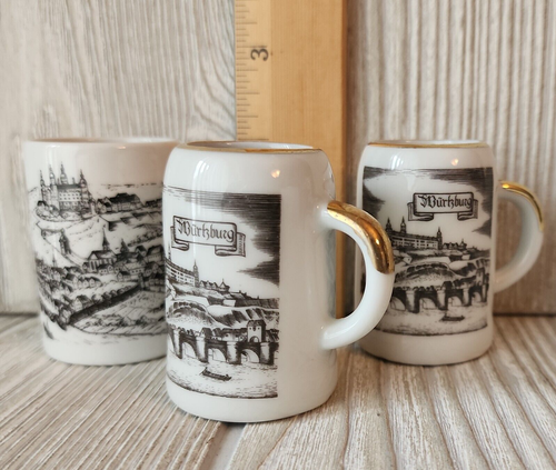 German Mini 2" Porcelain shot glass/Mugs Black and White Lot of 3 - Picture 20 of 22