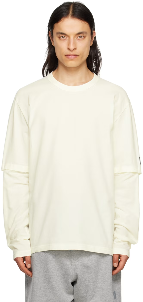ADIDAS Y-3 Off-White Layered Long Sleeve T-Shirt Cotton crepe T