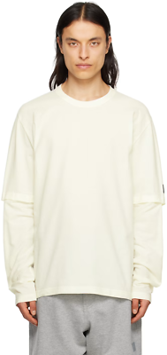 ADIDAS Y-3 Off-White Layered Long Sleeve T-Shirt Cotton crepe T
