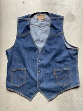 Vintage 70s 80s Levi's Orange Tab Snap Front Denim Jean Jacket Vest Size L USA