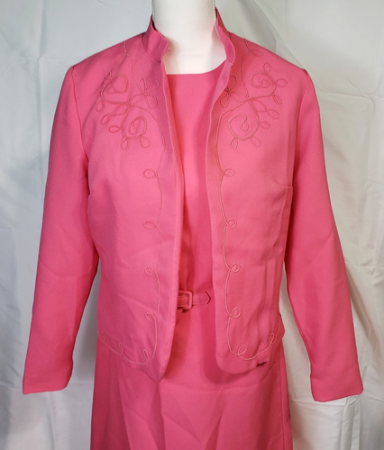 Vintage Kostüme von Jerrie Damen Gürtel ärmellos Kleid & Jacke Set rosa 12 - Bild 9 von 18