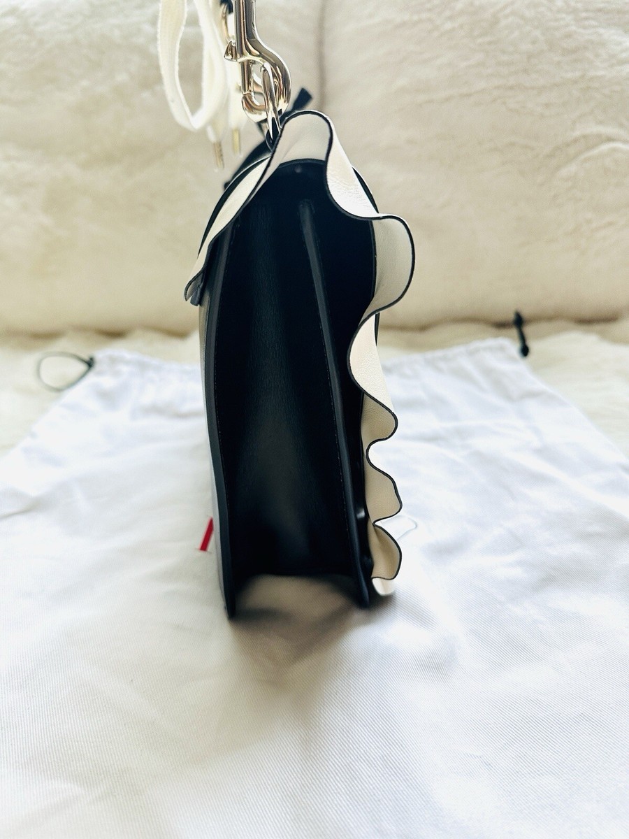 NWT Red Valentino ruffle trim Leather Shoulder Bag Purse Handbag