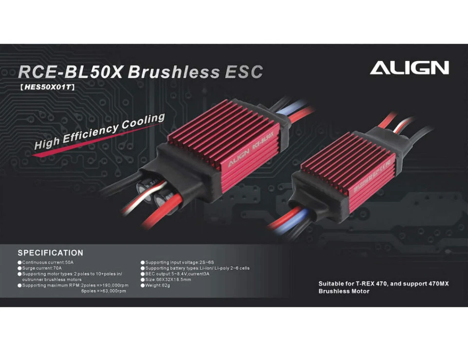 Align RCE-BL50X Brushless ESC : HES50X01T - Image 2 of 2