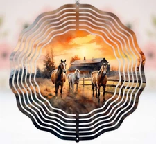 Horses 10" Wind Spinner Handmade