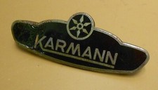 KARMANN Logo, älterer Schriftzug emailliert, ca. 9x3,5cm, gebraucht!