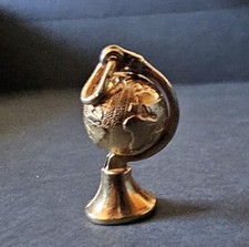 Breloque Ancienne Plaqué Or Rose Poinçon Oria Globe Terrestre Pivotant 25x12mm