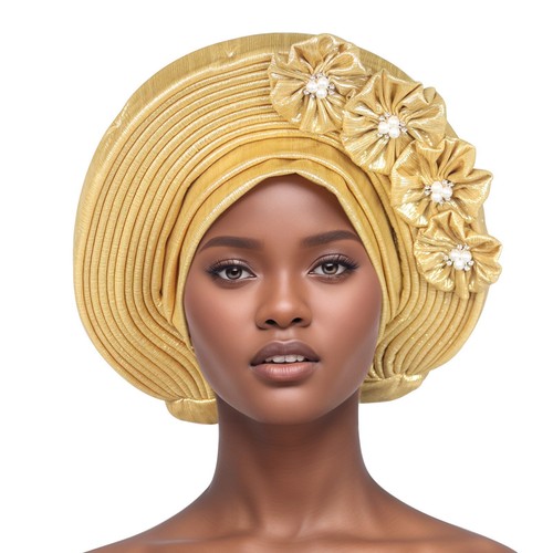 Aso Oke afrikanische Kopfbinde Auto Gele nigerianische Damen Hijab Kappe Kopfbedeckung Hochzeit Hut - Bild 6 von 34