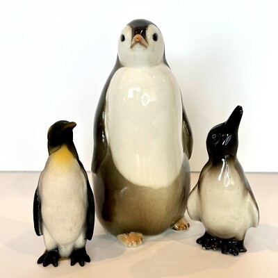 Lot of 3 Vintage Penguin Figurines Statue Italy Lomonosov USSR Russia Porcelain