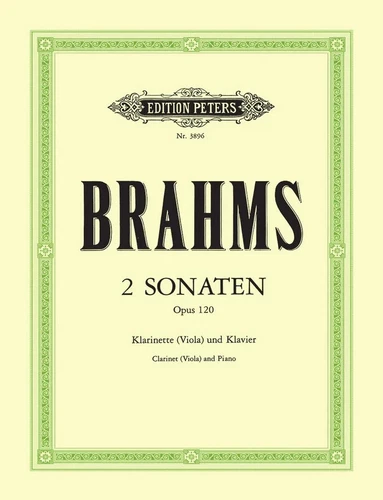 BRAHMS 2 SONATAS OPUS 120 BOOK FOR VIOLA AND PIANO EDITION PETERS Nr. 3896 NEW