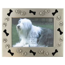 4" x 6" Metal Photo Picture Tabletop Frame for Dog or Puppy with Bones & Paw ...