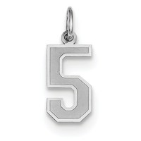 14k White Gold Small Satin Number 5 Charm Pendant. (0.7in Long) on sale 14k White Gold Small Satin Number 5 Charm Pendant. (0.7in Long) on sale