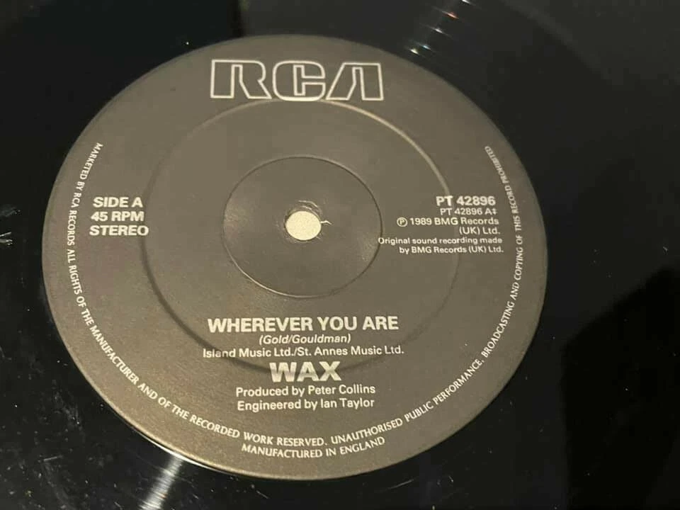 Wax - Wherever You Are - Original Vinyl Record 12" Single - 1989 BMG Records - Image 3 of 4