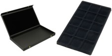Black Display Case Box Necklace Bracelet w/ Black 15 Compartment Display Tray