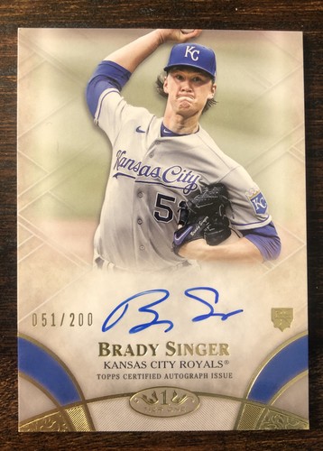 2021 Topps Tier One Brady Singer Break Out Rookie On Card Auto #051/200 Ebay 1/1 - 第 1/2 張圖片