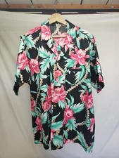 XL Barefoot in Paradise Aloha Hawaiian shirt Retro mens LEI tropical Ginger 