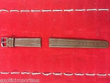 Brand New 18mm Dark Brown Genuine Stitched Leather Watch Band with Silver Clasp