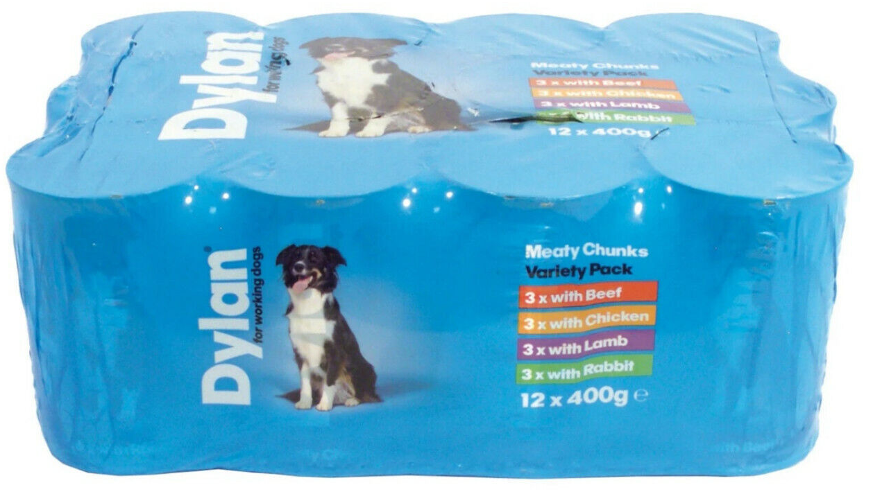 DYLAN DELICIOUS MEATY CHUNKS 400G TINNED DOG FOOD CANNED VARIETY PACK X24 TINS eBay