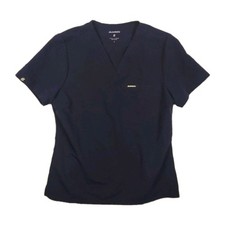 Jaanuu Scrub Top Women  s S Navy V-Neck 1 Pocket Slit Hem Stretch Medical Uniform