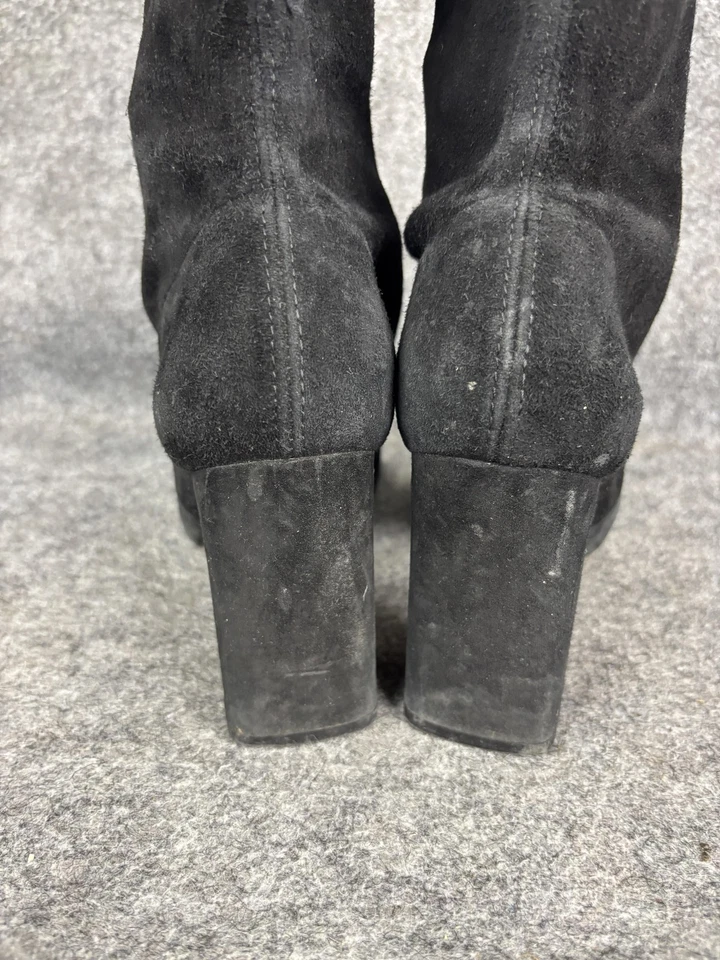Stuart Weitzman Boots Womens Size 7.5 Black Suede Over The Knee Tall Block Heel - Image 4 of 4