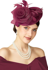 Fascinators Hats for Women - Tea Party Kentucky Fascinator Derby Wine Red