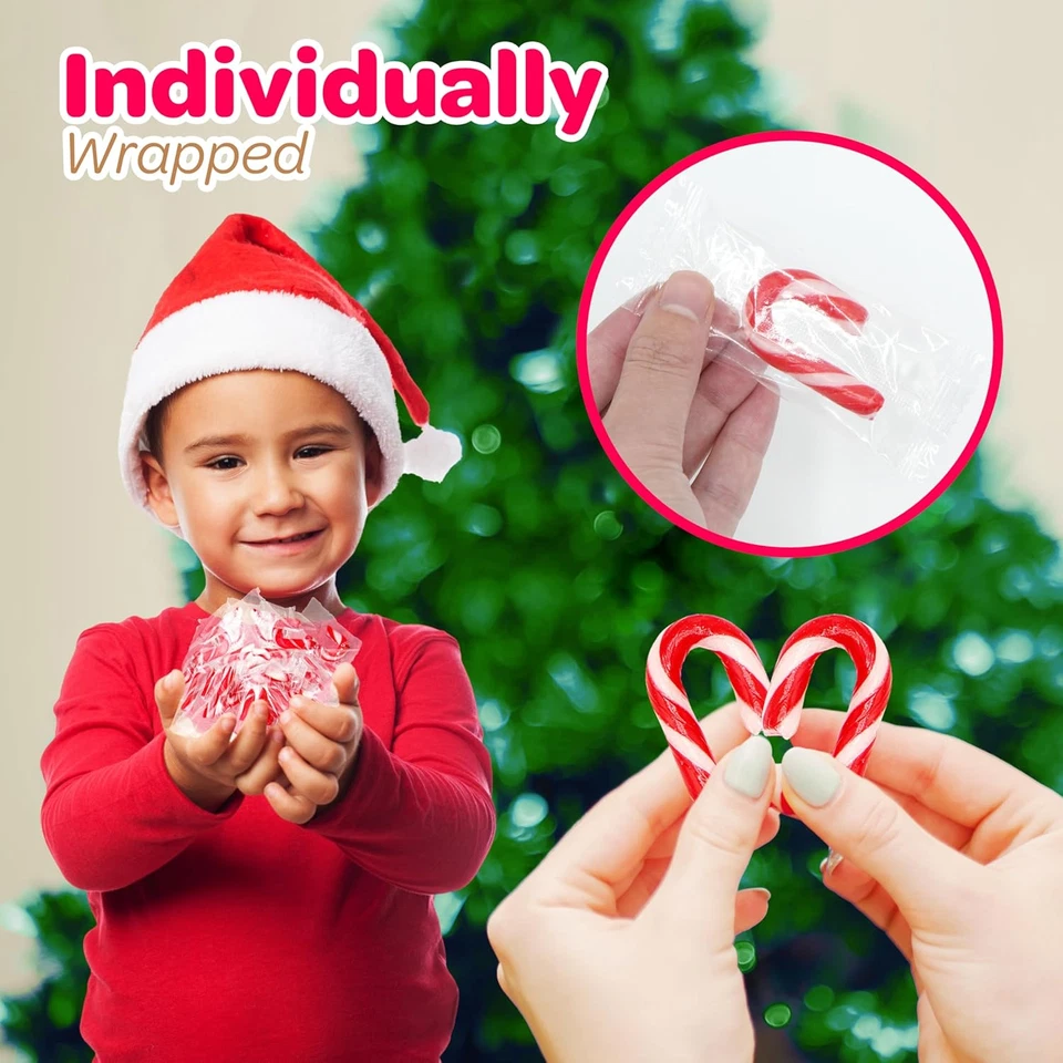 Paquete de 50 mini bastones de caramelo a granel - envueltos individualmente, mini bastones de caramelo de 2 pulgadas, C Foto 4 de 4