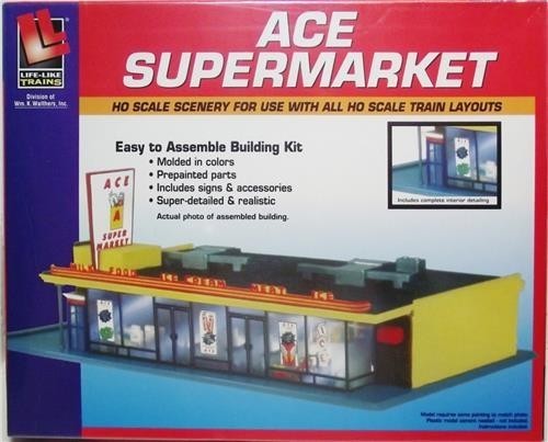 Kit de construcción Life Like 433-1330 escala HO Ace Super Market moldeado en colores | Zustand: New