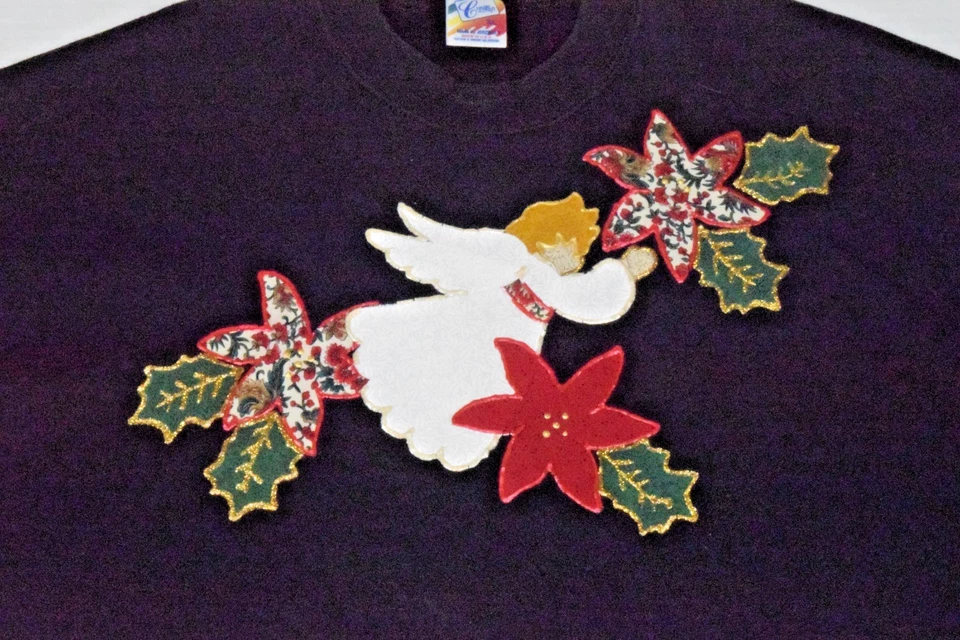 Sudadera Vintage Jerzees Create A Craft Talla XL 90s Navidad Ángel Hecha en EE. UU. Foto 3 de 4