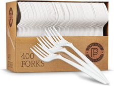 Cutlery 400 Mediumweight White Disposable Plastic Forks
