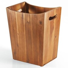 Wooden Bin, Wastebasket – Small Trash Can, Decorative Bathroom 2 Gallon Acacia