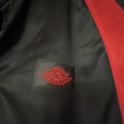 Nike Air Jordan Men's Track Jacket Full Zip L Black/Red Colorblock Satin image 4