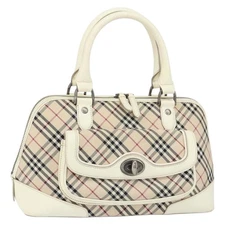 BURBERRY Nova Check Hand Bag Canvas Beige Auth yk19515