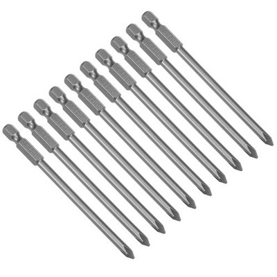 10pcs 100mm 1/4'' Hex Shank 4.5mm PH1 Magnetic Screwdriver Bit