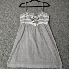 Anthropologie Feather Bone Cotton Gauze Rosette Empire Mini Dress Gray M